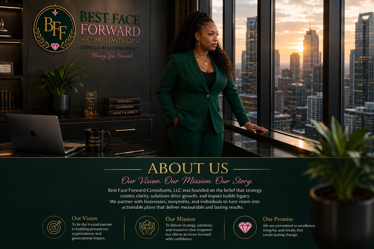 Best Face Forward office — looking toward the skyline